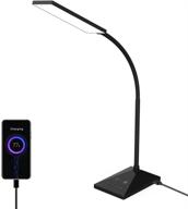 🔌 12w dimmable led desk lamp with usb charging port, eye-caring reading light, touch control, 5 lighting modes, 7-level brightness - ideal for home, office, bedrooms (black) логотип