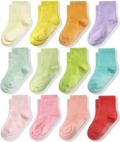 img 4 attached to 🧦 Уютные носки CozyWay с противоскользящим покрытием для малышей: 12 пар для мальчиков и девочек, возраст 1-9 лет.