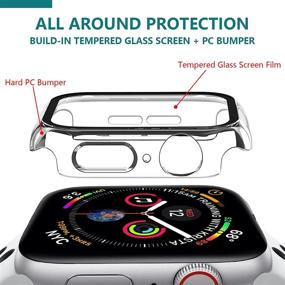 img 2 attached to 📱 Premium Transparent 2 Pack Apple Watch Screen Protector Case (44mm) with Tempered Glass - Full Coverage iWatch Cover for Series 6/SE/5/4