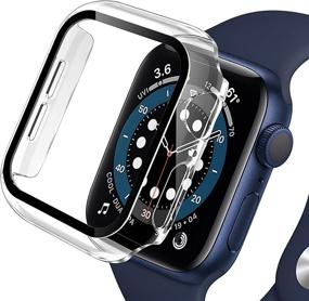 img 4 attached to 📱 Premium Transparent 2 Pack Apple Watch Screen Protector Case (44mm) with Tempered Glass - Full Coverage iWatch Cover for Series 6/SE/5/4