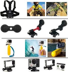 img 3 attached to 📷 LifeLimit Outdoor Sports Accessories Kit for GoPro 4, GoPro Hero 3+, GoPro Hero 3, GoPro Hero 2, and GoPro Hero HD Cameras - Parachuting, Swimming, Rowing, Surfing, Skiing, Climbing, Running, Bike Riding, Camping, Diving, Outing, and More. Octopus Tripod, Suction Cup, Helmet Mount, Floaty Bobber with Strap and Screw, 360-Degree Rotation Clip and Screw, Extendable Handheld Monopod Pole, Bicycle Handlebar/Seatpost Clamp with Three-Way Adjustable Pivot Arm, 4x Flat and 4x Curved Mounts with Adhesive Pads, Chest Harness Mount, Headstrap Mount, LifeLimite Large Size Pouch, 360-Degree Rotation New Wrist Mount, Black Tripod Mount Adapter, GoPro Surface J-Hook, Tripod Stand, Long Thumbscrew, Frame Mount Housing (HERO4/HERO3/HERO3+ Cameras Only).