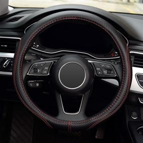 img 2 attached to Stylish and Protective LABBYWAY Microfiber Leather Auto Car Steering Wheel Cover - Universal Fit 15 Inch Black Anti-Slip Wheel Protector