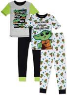 🌙 cozy and cute: star wars mandalorian yoda boys 4 pc cotton sleepwear set logo