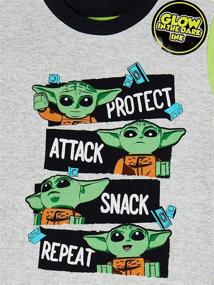 img 1 attached to 🌙 Cozy and Cute: Star Wars Mandalorian Yoda Boys 4 pc Cotton Sleepwear Set