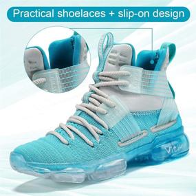img 2 attached to JMFCHI High Top Basketball Sneakers for Girls - Non-Slip Athletic Shoes