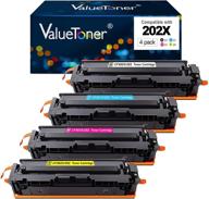 🖨️ valuetoner hp 202x 202a cf500x cf500a toner cartridge replacement - pro mfp m281fdw m254dw m281cdw m281dw printer - 1 black, 1 cyan, 1 magenta, 1 yellow, 4-pack logo