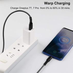 img 3 attached to 🔌 Fasgear Warp Charge 30W Cable: Fast Charging USB-C Cord for OnePlus 8 Pro/7 Pro 7T - 6ft Dash Charging Cable with Data Sync - Compatible with One Plus 7/6T/5T/3T - Nylon Braided, 20W Fast Charge - 1.8m, Black