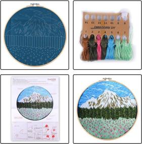 img 1 attached to 🌸 MEIAN Embroidery Kit for Adults: Cross Stitch Starter Set with Flower Stamped Design, Bamboo Hoop Included - Easy to Follow Instructions