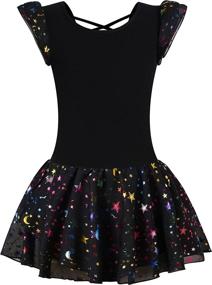 img 3 attached to 👯 Girls Ballet Leotard with Skirt - Shiny Ruffle Sleeve Dancewear for Kids - Toddler Ballet Tutu Dress