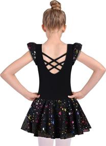 img 1 attached to 👯 Girls Ballet Leotard with Skirt - Shiny Ruffle Sleeve Dancewear for Kids - Toddler Ballet Tutu Dress