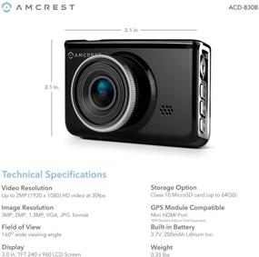 img 2 attached to Amcrest Full-HD 1080p Dash Camera ACD-830B (Black) - Car DVR Dashcam with 16GB Micro SD Card, Suction Cup Mount Bracket, 160° Wide Viewing Angle