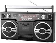 📻 milanix vintage 1980s retro boombox with bluetooth, am/fm radio, usb, sd, aux-in, ac/dc and battery operation - portable cassette player logo