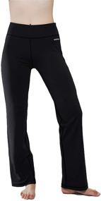 img 3 attached to 🏋️ HISKYWIN High-Waisted Inner Pocket Yoga Pants: Enhanced 4-Way Stretch for Tummy Control, Ideal for Workout, Running; Long Bootleg Flare Pants