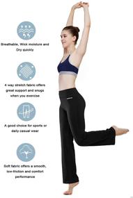 img 2 attached to 🏋️ HISKYWIN High-Waisted Inner Pocket Yoga Pants: Enhanced 4-Way Stretch for Tummy Control, Ideal for Workout, Running; Long Bootleg Flare Pants