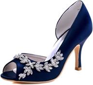 elegantpark peep toe wedding shoes for bride - high heels with rhinestones, satin, evening, party, prom dress pumps logo