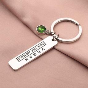 img 1 attached to KUIYAI Vegan Keychain for Animal Lovers - Vegetarian Keychain for Animals - Perfect Animal Lover Gift