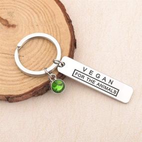 img 2 attached to KUIYAI Vegan Keychain for Animal Lovers - Vegetarian Keychain for Animals - Perfect Animal Lover Gift