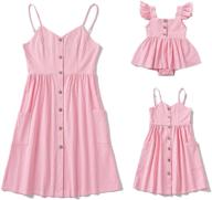 sototoo mommy and me summer pocket matching dresses spaghetti strap casual outfit logo