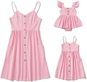 img 4 attached to SOTOTOO Mommy and Me Summer Pocket Matching Dresses Spaghetti Strap Casual Outfit