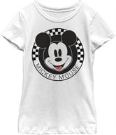 adorable disney characters mickey mouse checkered girl's solid crew tee - perfect for every disney fan! logo