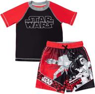 🌟 star wars darth vader stormtrooper rash guard and swim trunks set logo
