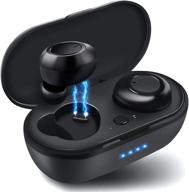 🎧 беспроводные наушники mty true wireless earbuds bluetooth - внутриканальные tws стереонаушники с кейсом для зарядки, bluetooth 5.0, быстрым подключением, встроенными микрофонами, ipx5, мощным басом для спорта, тренировок, тренажерного зала - черные. логотип