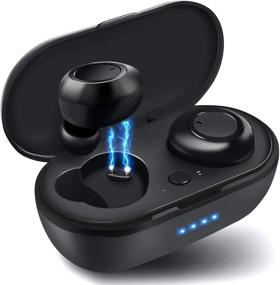 img 4 attached to 🎧 Беспроводные наушники MTY True Wireless Earbuds Bluetooth - внутриканальные TWS стереонаушники с кейсом для зарядки, Bluetooth 5.0, быстрым подключением, встроенными микрофонами, IPX5, мощным басом для спорта, тренировок, тренажерного зала - черные.