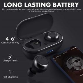 img 1 attached to 🎧 Беспроводные наушники MTY True Wireless Earbuds Bluetooth - внутриканальные TWS стереонаушники с кейсом для зарядки, Bluetooth 5.0, быстрым подключением, встроенными микрофонами, IPX5, мощным басом для спорта, тренировок, тренажерного зала - черные.