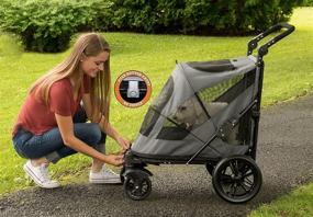 img 3 attached to 🐾 No-Zip Dual Entry Pet Stroller with Push Button Zipperless Design