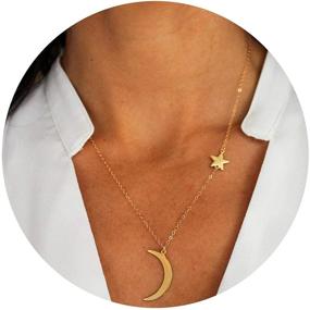 img 4 attached to 🌙 Dainty Moon and Star Chain Necklace – Gold or Silver Crescent Moon Pendant Choker Necklace – Minimalist Boho Jewelry for Women, Girls – Perfect Mother's Day Gift