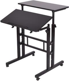 img 4 attached to 🖥️ Black Mind Reader Sit and Stand Multipurpose Home Office Computer Desk Workstation
