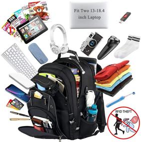 img 3 attached to 🎒 Ultimate 18.4 Laptop Backpack: 55L Extra Large Gaming Laptops Bag with USB Charger Port, TSA Friendly & RFID Anti-Theft Pocket - Ideal for Men