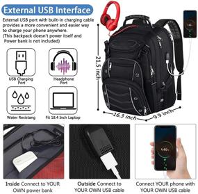 img 2 attached to 🎒 Ultimate 18.4 Laptop Backpack: 55L Extra Large Gaming Laptops Bag with USB Charger Port, TSA Friendly & RFID Anti-Theft Pocket - Ideal for Men
