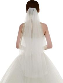 img 3 attached to 💍 Edith Qi Short Tulle Bridal Veil for Women - Simple Wedding Veil