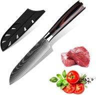 🔪 kepeak santoku knife 5 inch: high carbon steel blade, pakkawood handle - perfect for efficient vegetable and fruit cutting in the kitchen logo