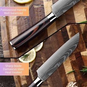 img 2 attached to 🔪 KEPEAK Santoku Knife 5 Inch: High Carbon Steel Blade, Pakkawood Handle - Perfect for Efficient Vegetable and Fruit Cutting in the Kitchen