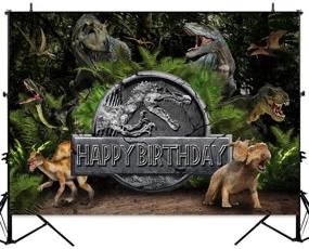 img 3 attached to 🦕 Sensfun Dinosaur Backdrop for Kids Birthday Party Decoration | Jurassic Dinosaur Theme Photo Backdrops | Dino Photography Background for Party Banner Supplies | 5x3ft Silk