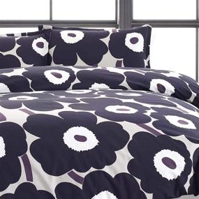 img 3 attached to 🌺 Stylish Marimekko Unikko Duvet Cover Set in Queen Size - Elegant Grey Design