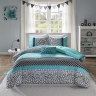 🐆 teal polka dots & damask leopard comforter set - full/queen size - 4 piece bed sets - ultra soft microfiber teen bedding for girls bedroom logo