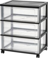 🗄️ iris usa nwc-3 wide storage drawer cart: practical black/natural clear organizer logo