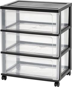 img 4 attached to 🗄️ Iris USA NWC-3 Wide Storage Drawer Cart: Practical Black/Natural Clear Organizer