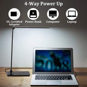 img 1 attached to 💡 Black LED Desk Lamp, Touch Control with 3 Brightness Levels, Dimmable Office Light, Adjustable Arm, Foldable Table Lamp for Bedroom Office Study, 5000K, 8W