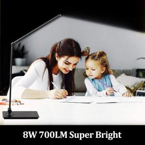 img 2 attached to 💡 Black LED Desk Lamp, Touch Control with 3 Brightness Levels, Dimmable Office Light, Adjustable Arm, Foldable Table Lamp for Bedroom Office Study, 5000K, 8W