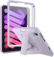 💜 dtto shockproof case for ipad mini 6 (2021) - dual layer full body protection, rugged stand cover with built-in screen protector and pencil holder - purple logo