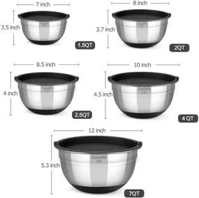 img 2 attached to 🥣 Stainless Steel Mixing Bowls with Airtight Lids - 15PCS Metal Nesting Bowl Set, 7 / 4 / 2.5 / 2 / 1.5 QT Quart Sizes, Non-Slip Silicone Bottom for Mixing, Baking, and Serving