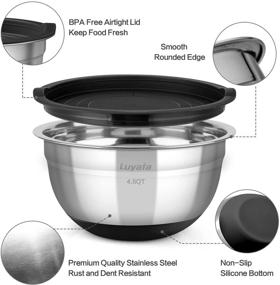 img 3 attached to 🥣 Stainless Steel Mixing Bowls with Airtight Lids - 15PCS Metal Nesting Bowl Set, 7 / 4 / 2.5 / 2 / 1.5 QT Quart Sizes, Non-Slip Silicone Bottom for Mixing, Baking, and Serving