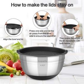 img 1 attached to 🥣 Stainless Steel Mixing Bowls with Airtight Lids - 15PCS Metal Nesting Bowl Set, 7 / 4 / 2.5 / 2 / 1.5 QT Quart Sizes, Non-Slip Silicone Bottom for Mixing, Baking, and Serving