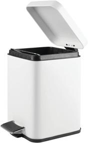 img 3 attached to 🗑️ MDesign 1.5 Gallon Square Metal Step Trash Can - Matte White Bin with Removable Liner for Bathroom, Bedroom, Kitchen, Office and more