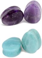 organic stone stretcher expander gauges earrings set with amethyst amazonite ear plugs tunnels - double flared teardrop body piercing jewelry logo