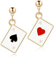 andpai hypoallergenic playing earrings gambling logo